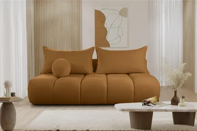Produktbild von Schlafsofa Designersofa Sofa 3-Sitzer ANZIA in Stoff Ascot Bukla Bernstein