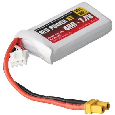 Produktbild von Pichler RED POWER XT LiPo Akku 400 mAh – 7,4 V 2S1P mit XT30 Stecker