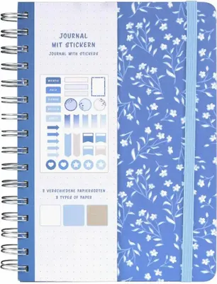 Produktbild von Idena Notizbuch Floral Spiralbindung A5 gepunktet 78 Blatt 120g/m²