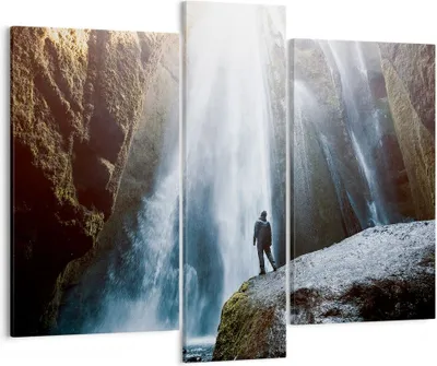 Produktbild von Bild auf Leinwand - Leinwandbild - Berg Wasserfall - 95x80cm - Wand Bild - Wanddeko - Wandbilder - Leinwanddruck - Bilder - Kunstdruck - Wanddekoration - Leinwand bilder - Wandkunst - CB95x80-4093