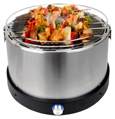 Produktbild von blitzschneller raucharmer Holzkohlegrill mit Tasche Tischgrill Barbecue BBQ Grill Edelstahl BG-100-Inox-Big