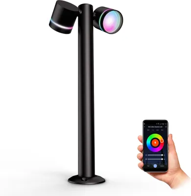 Produktbild von SSC-LUXon ULICA Outdoor Standleuchte mit 2x Smart Home WLAN RGB LEDs GX53 5W - Pollerlampe schwenkbar per App & Sprache steuerbar