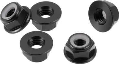 Produktbild von 5 Stück M6*1.0 Auto-Flanschmuttern aus Aluminiumlegierung, Gummiring Flachsechskant Rückwärtsgewinde-Sperrflanschmuttern Rutschfeste Sperrflansch-Gummiring 6,6 mm/0,26"
