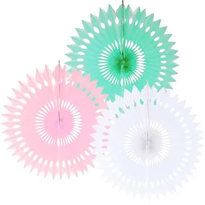 Immagine prodotto di 3 ventagli decorativi Ø 40 cm colori assortiti "Pastello"