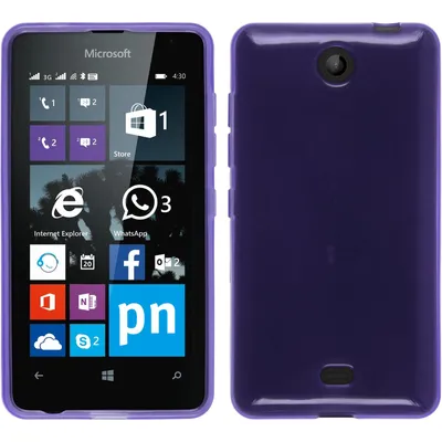 Produktbild von PhoneNatic Case kompatibel mit Microsoft Lumia 430 Dual - lila Silikon Hülle transparent + 2 Schutzfolien