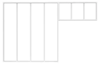 Produktbild von Innenfenster aus pulverbeschichtetem Aluminium Weiß 120 x 130 cm + Oberlicht 83 x 40 cm (B x H) – BAYVIEW