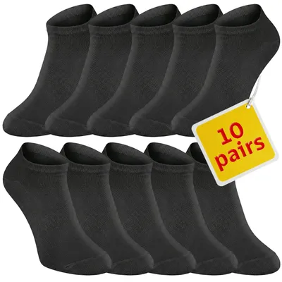 Produktbild von 10 Paar schwarze kurze Herren-Fußsocken aus Bambus, Größe 40–43