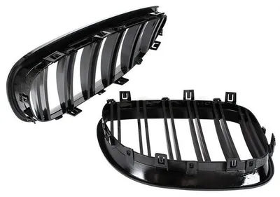 Kühlergrill Sportgrill DOPPELSTEG Schwarz Glanz für BMW 5er E60 E61 03-10 – Produktansicht 2