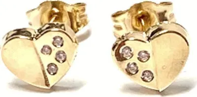 Produktbild von Ohrstecker 585 Gelbgold Herz mit Zirkonia poliert Kinderschmuck
