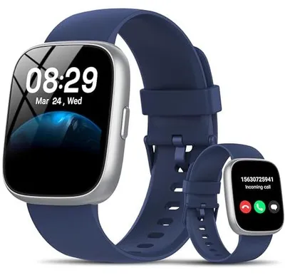 Produktbild von Smartwatch Herren Damen, 1.83" Smart Watch mit Alexa/Bluetooth Anrufen, 120+Sportmodi Fitnessuhr mit Herzfrequenz/Schlafmonitor/Schrittzähler, IP68 Wasserdicht Fitness Tracker für Android iOS, Blau