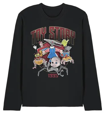 Immagine prodotto di Maglietta "Sid's Toys Rock" ispirata a Toy Story, unisex, per uomo/donna, in cotone filato ad anello, a maniche lunghe, modello TV35732 (taglia L), colore nero