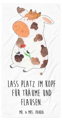 Produktbild von Mr. & Mrs. Panda Strandtuch Kuh - Weiß - Geschenk, Kühe, Handtuch, Duschhandtuch, Bauernhof, Hof, Badehandtuch, Milch, Reisehandtuch, Spruch, Großes