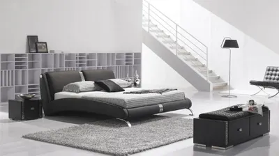 Produktbild von Modernes Bett Polsterbett Doppelbett Designer Betten Set 180x200cm Schwarz Weiß