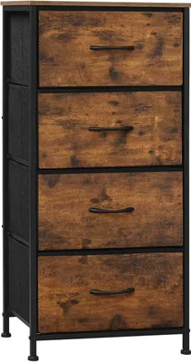 Produktbild von WOLTU Kommode schmal, mit 4 Schubladen aus Stoff, Sideboard, industrieller Stil, Vintagebraun