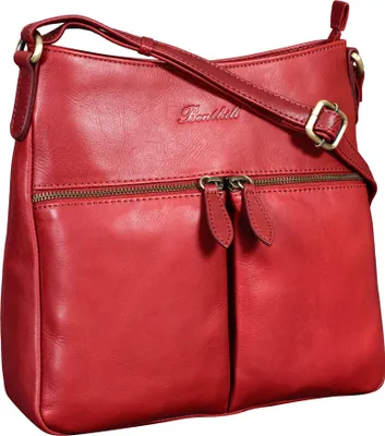 Produktbild von Benthill Damen Umhängetasche Leder | Tasche aus echtem Rindsleder | Handtasche mit Reißverschluss - Schultertasche / Ledertasche | Vintage Shopper