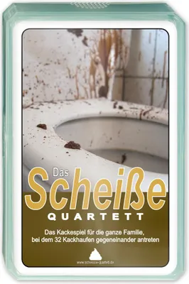 A product box for a card game featuring a close-up of a dirty toilet.