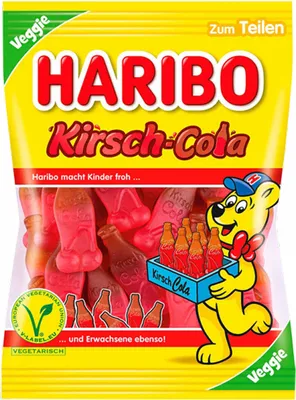 Produktbild von Haribo Kirsch Cola veggie Flaschen mit Kirsch Cola Geschmack 175g