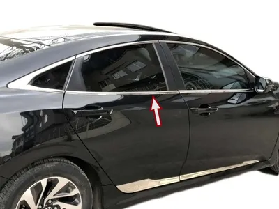 Zdjęcie produktu dla Listwy okienne ze stali nierdzewnej chrom do HONDA CIVIC 10 LIMO | od roku modelowego 2017> | zestaw 8-częściowy