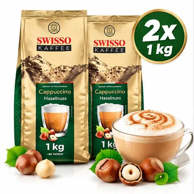 Productafbeelding van SWISSO KAFFEE Cappuccino Hazelnoot 2 kg (2x1 kg) Instant Koffiedrank Cappuccinopoeder