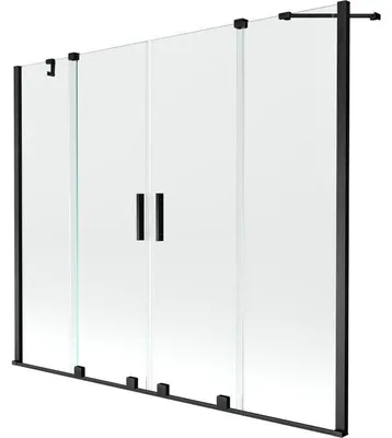 Obrázek produktu pro Mexen Velar Duo vanová zástěna 2-křídlá posuvná 200 x 150 cm, transparentní, černá - 896-200-000-02-70