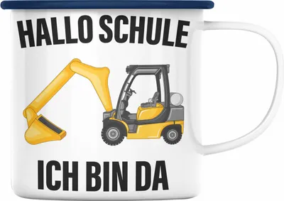 Produktbild von Trendation - Einschulung Junge Geschenk für Schultüte Füllung Emaille Tasse Schulstart 1. Schultag Schuleinführung Schulanfang Geschenkidee Schulkind Jungs (Blau)