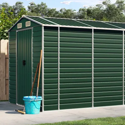 Image de vidaXL Abri de jardin vert 191x810x198 cm Acier galvanisé