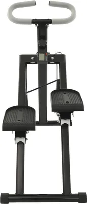 Obrázek produktu pro Krokový stepper – fitness stroj – nastavitelný, skládací stepper – LCD displej – odporové gumy – protiskluzové pedály – nosnost 100 kg – černá barva