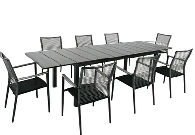 Produktbild von Gartenmöbel-Set BASITA 8 Personen – wetterfest, langlebig, Holzoptik – Grau