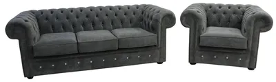 Produktbild von Chesterfield Design Luxus Polster Sofa Couch Sitz Garnitur Leder Textil Neu #154