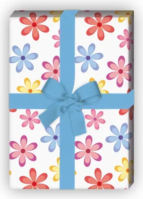 Produktbild von Leichtes 70er Jahre Geschenkpapier mit Streublumen im Retro Design, bunt - G8137, 32 x 48cm