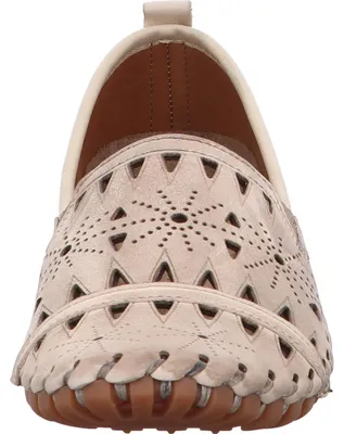 Produktbild von Gemini Damen Slipper Leder Mokassin mit Lochmuster und losen Einlagen 031225-02, Größe:42 EU, Farbe:Beige