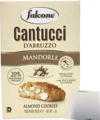 Produktbild von Falcone Cantuccini alla Mandorla Mandelgebäck 1er Pack (1x200g Packung) + usy Block