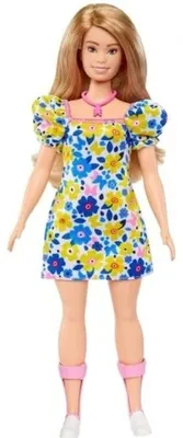 Productafbeelding van Barbie Fashionistas-poppen met Downsyndroom, gekleed in een bloemenjurk