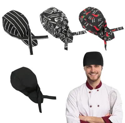 4 Kochmützen aus Polyester, elastisch, schnell trocknend, Unisex