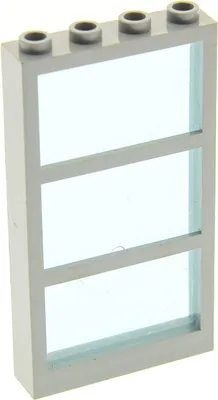 Produktbild von 1x Lego Fenster 1x4x6 alt-hell grau 3 Felder Scheibe transparent blau 6160c03