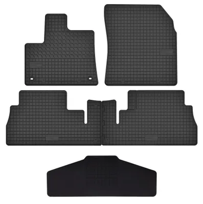Productafbeelding van Rubberen automatten + tunnelmat voor Citroen Berlingo III vanaf 2018 (stationwagen) – 5-delig, zwart, op maat – Wielganizator SolidTread
