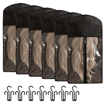 Perücken-Aufbewahrungstasche 6er-Set mit Haken, 29x60 cm