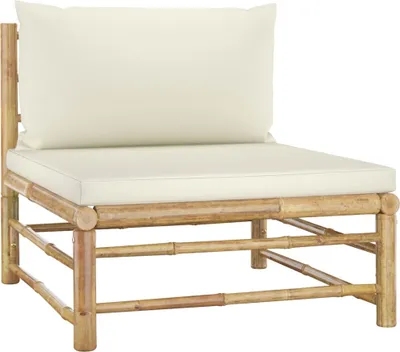 Produktbild von Garten-Mittelsofa mit Kissen Cremeweiß Bambus , Gartensofas Design 2024
