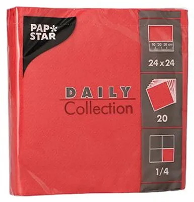 Produktbild von 400 Servietten "DAILY Collection" 1/4-Falz 24 cm x 24 cm rot