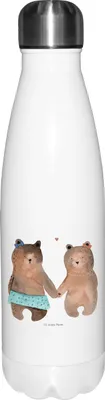 Produktbild von Mr. & Mrs. Panda Wasserflasche Bär Freundin - Weiß - Geschenk, Teddy, thermosflaschen, thermo trinkflasche, isolierflaschen, trinkflaschen, Getränkeflasche