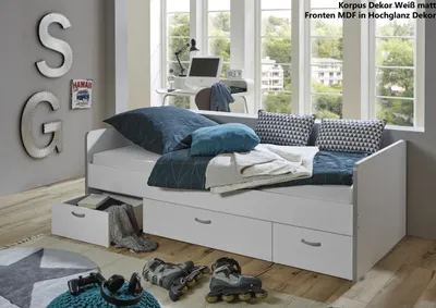 Produktbild von RELITA - Funktions-Kojenbett Ponny mit 3 Schubladen, ohne LattenrostWeiß/Weiß Hochglanz