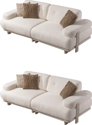 Produktbild von Villa Möbel Sofa Set Cuba Creme Stellvariante:2+2 Relax- und Bettfunktion, pflegeleichter Mikrofaser Samtstoff