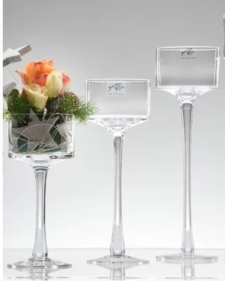 Produktbild von 3 Größen, Teelichthalter auf Fuß H. 20 + 25 + 30cm D. 9cm rund Sandra Rich