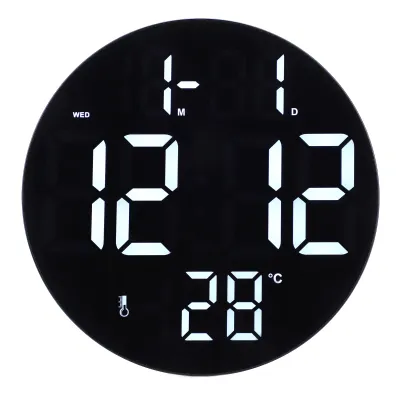 Produktbild von Runde digitale Wanduhr,Digitale Wanduhr,Wandmontierte Digitaluhr,LED Wanduhr,Moderne LED Digitaluhr,Badezimmeruhr