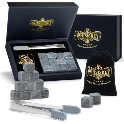Whiskey Stones Set – 12 Whisky Steine, Geschenk für Ihn