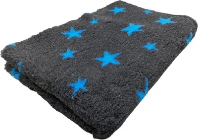 Produktbild von Vet Bed Hundedecke anthrazit mit türkisen Sternen 100 x 75 cm
