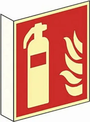 Produktbild von Feuerlöscher Fahnenschild ALU Schild 15x15cm ISO 7010 nachleuchtend Größe Piktogramm  - 15x15cm