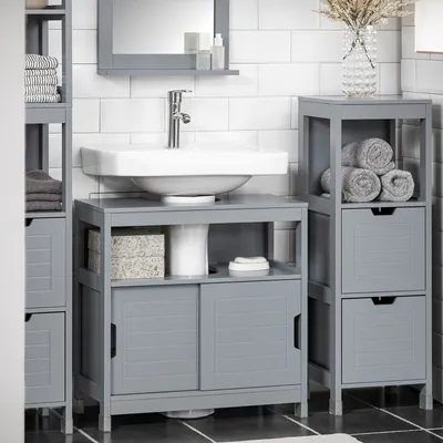 Produktbild von SoBuy FRG128-II-SG Waschbeckenunterschrank Badmöbel Badezimmerschrank Waschtisch Unterschrank