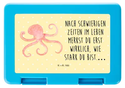 Produktbild von Mr. & Mrs. Panda Lunchbox Tintenfisch - Gelb Pastell - Geschenk, Essensbox, Bentobox, Vorratsbehälter, Meerestier, Snackbox, Krake, Tiere, Ozean, Wasser, Bento Box, Meer