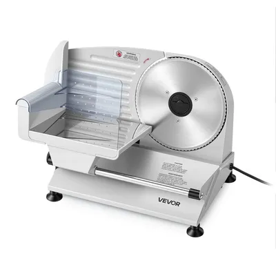 Produktbild von Elektrischer Fleischschneider für den Hausgebrauch mit zwei 190 mm SUS420-Messern und einstellbarer Schnittdicke von 0-15 mm, geeignet für gefrorenes Fleisch, Schinken, Baguette und Steaks